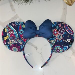 Vera Bradley Sensational Six Floral Mouse Ears Headband with Blue Bow